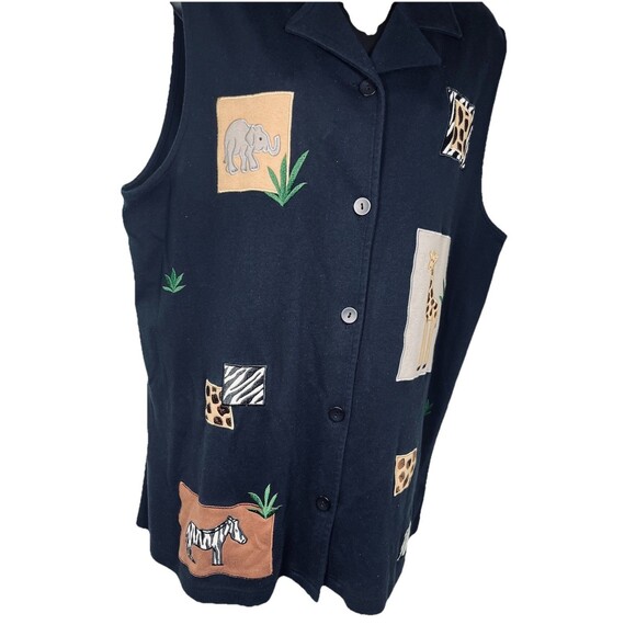 Bechmel Safari Animal Print Sleeveless Button Down Shirt Vest Top Cotton Size XL - Picture 5 of 15